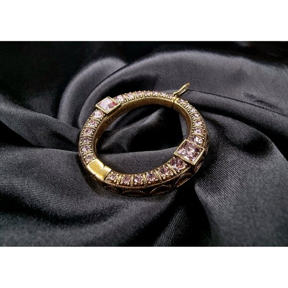 Rare Find Heidi Daus Signed Pendant Scarf Ring Buckle Purple Crystals - Picture 3 of 5